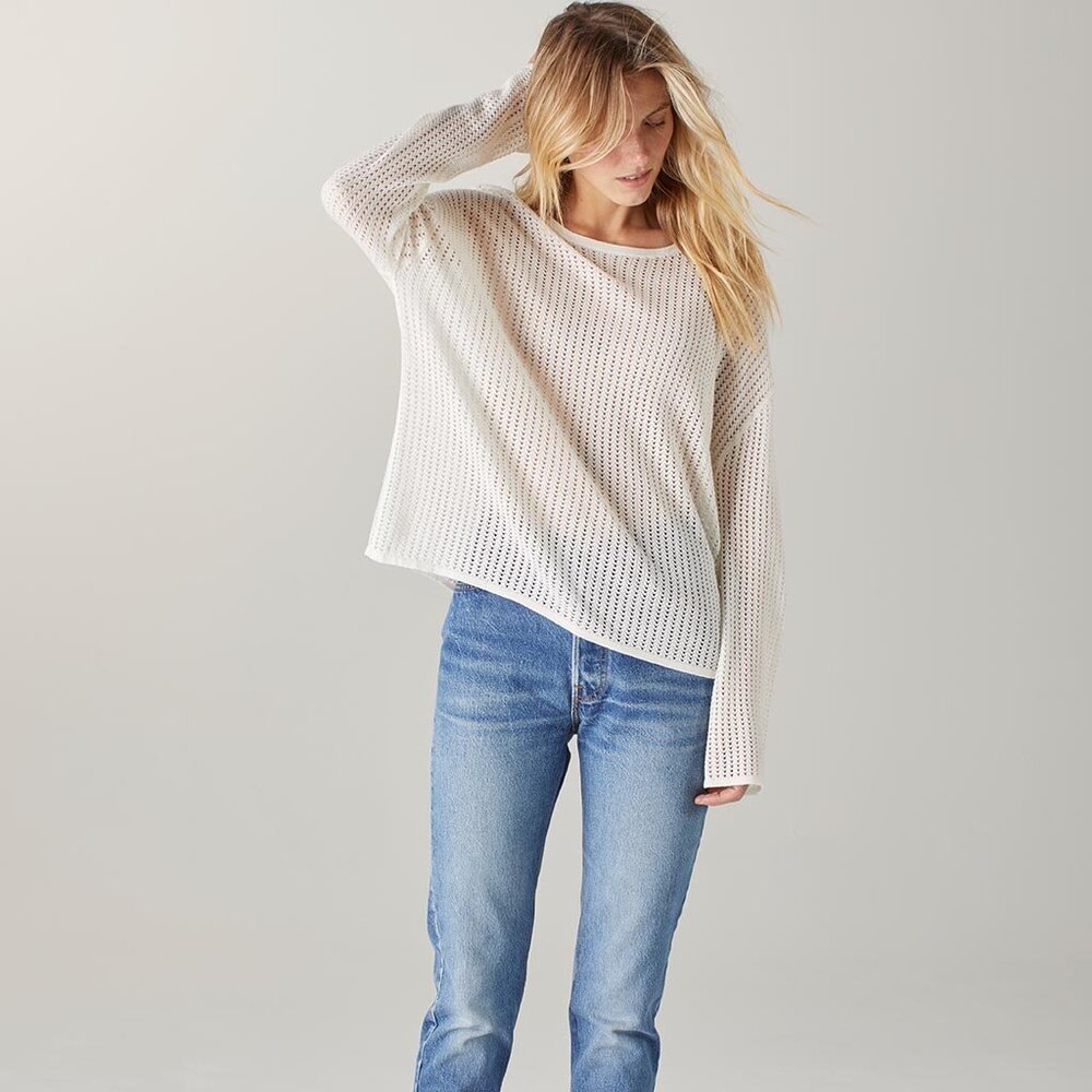 NAADAM Minerva Open Stitch Pullover in White
